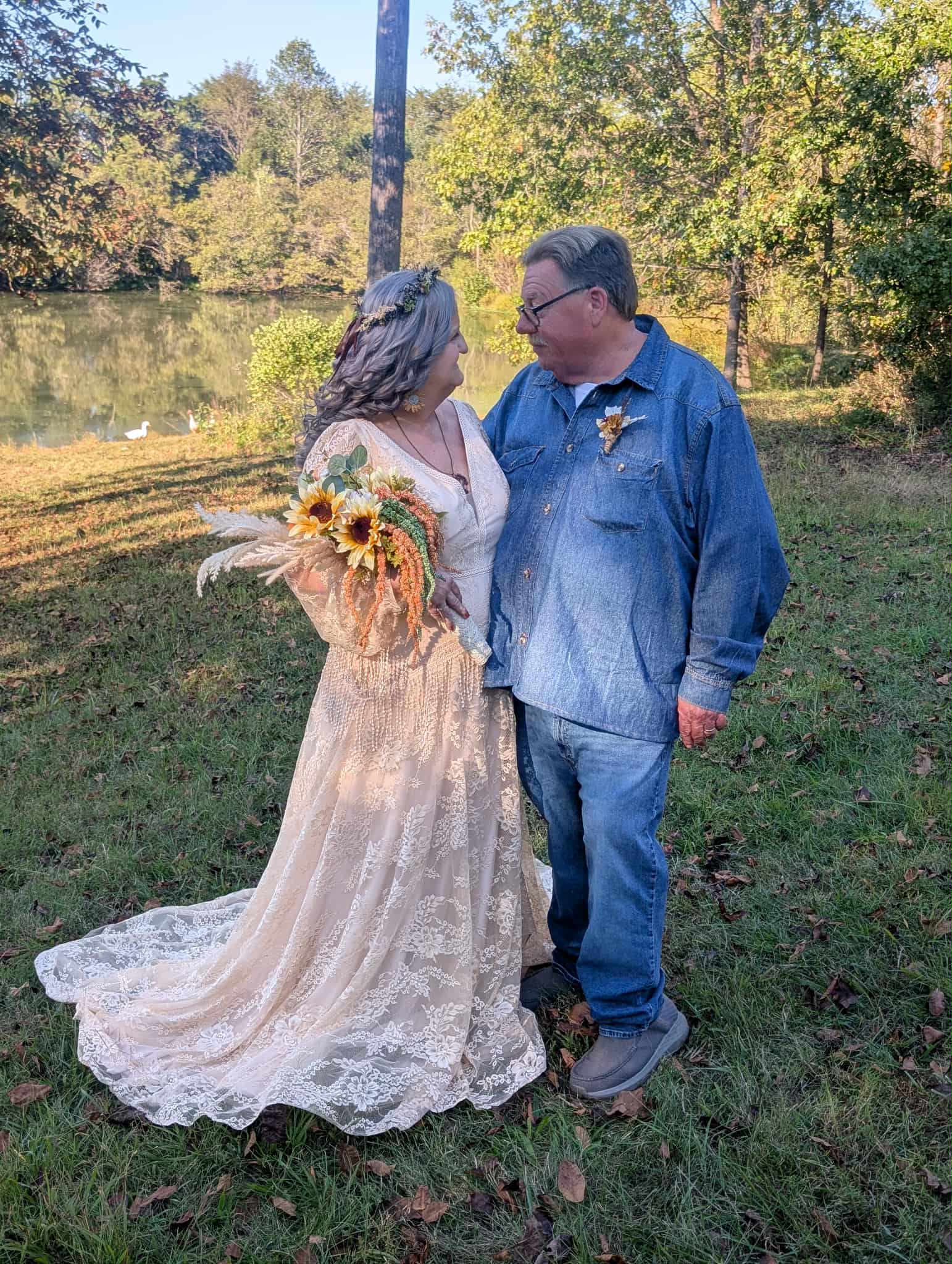 Boho A-Line Lace Wedding Dress with Fringe & Long Sleeves for Western Elopement Bridal Gown