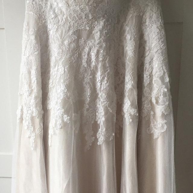 Sweetheart Lace Bridal Gown With Champagne Underlay and Pleats