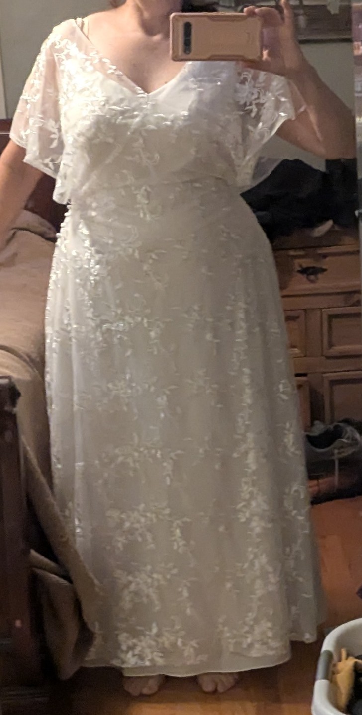 1920s Vintage Flutter Sleeves Summer Wedding Dress Beach Two-Piece Lace Boho V-Neck Bridal Gown