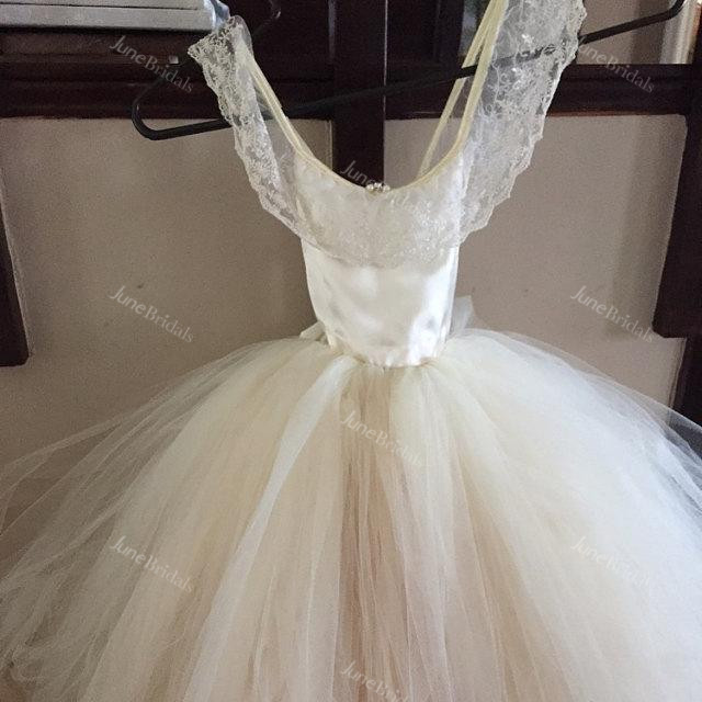 Lace Back Cap Sleeve Tulle Couture Flower Girl Dress