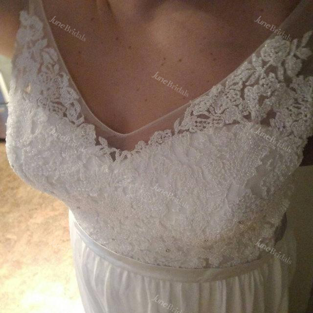 A-Line Chiffon Lace Weddig Dress With Beading