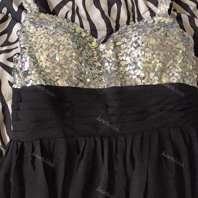 Sleelevess A-line Chiffon Dress With Sequined Bodice