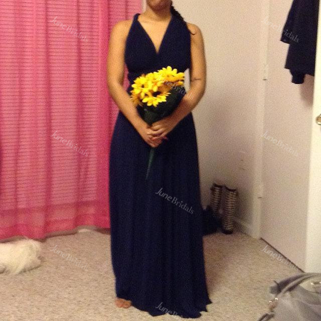 Navy Blue Floor-length Jersey Dress