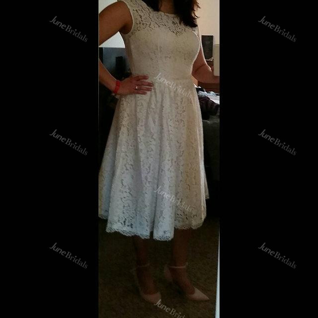Cute Short A-Line Lace Wedding Dress Simple Style