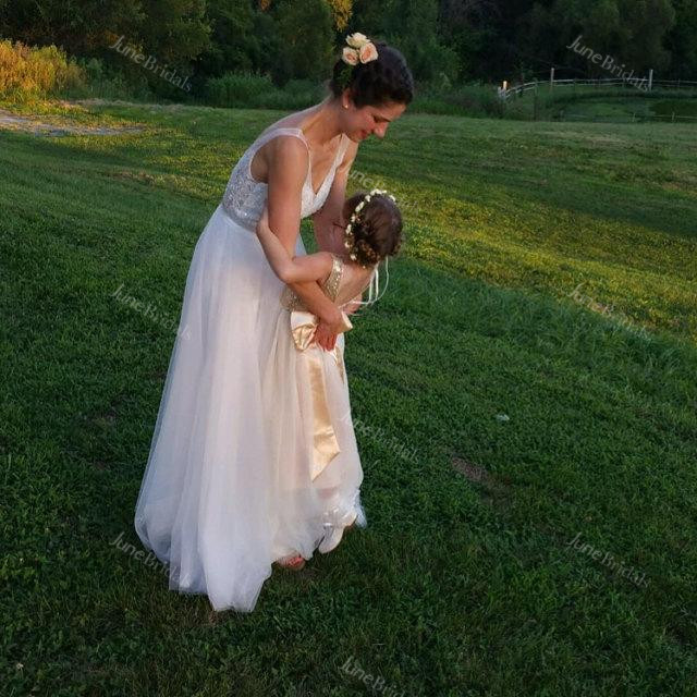 Tulle Lace Weddig Dress With Beading