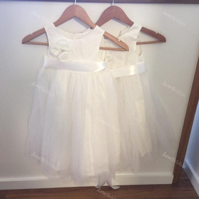 Sleeveless Tulle Dress With Flower&Button