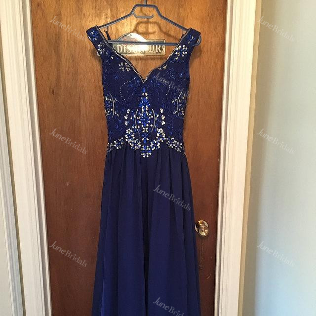 Off-the-shoulder A-line Chiffon Dress With Beaded Bodice