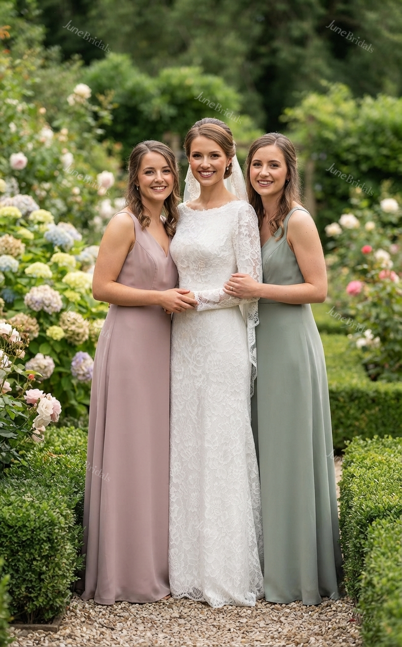 Modest Boho Lace Summer Wedding Dress Destination with Long Sleeves Vintage A-Line Boat Neck Bridal Gown