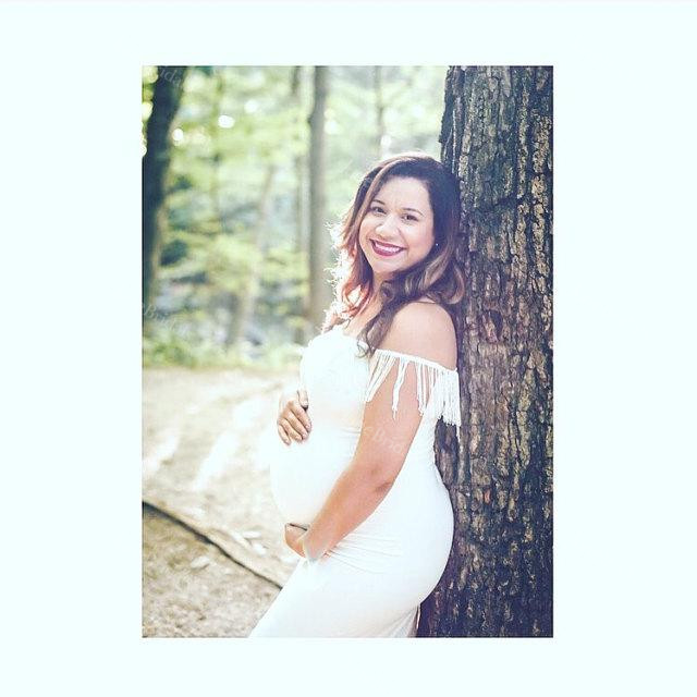 Maternity Gown White Maternity Long Maxi The Fitted Fringe Dress