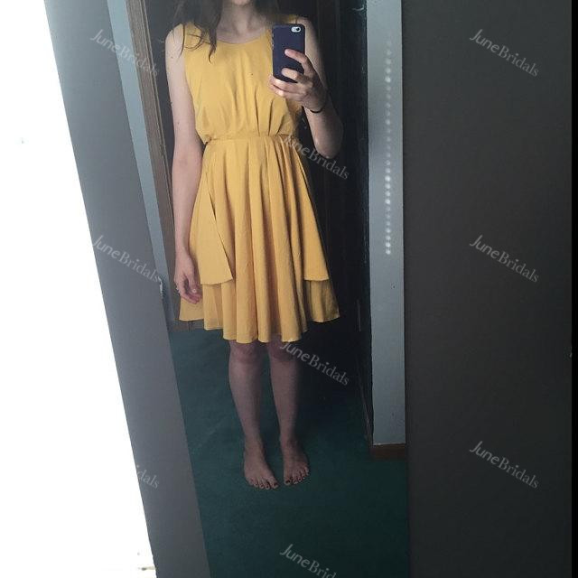 A Line Mustard Backless Dress